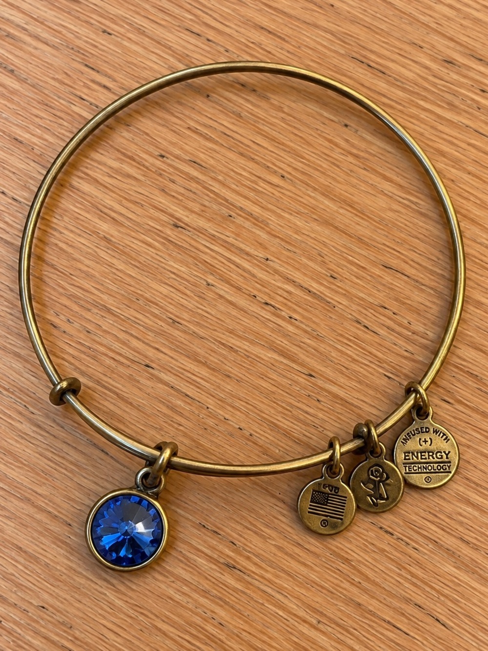ALEX AND ANI September Birthstone Sapphire Crystal Vintage Expandable Bangle